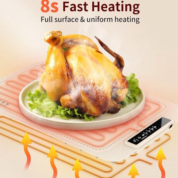 New Warming Mat for Food - Electric Silicone Food Warming Tray for Buffet, Beige - Picture 4 of 9